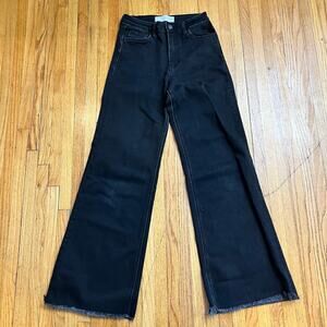 Bridge by Gly Jeans Womens 26 High Rise Wide Leg Black Pants Raw Hem